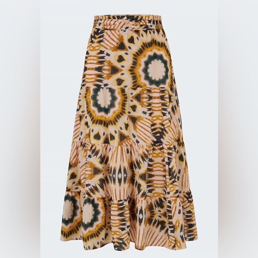 BA&SH CLAREN midi skirt beige dress print fall size